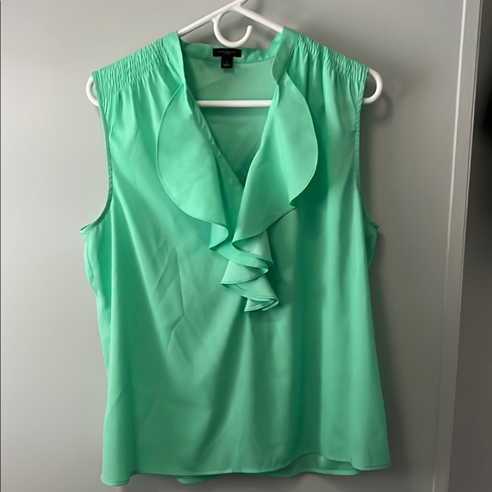 Mint Green Sleeveless Ruffle Blouse
